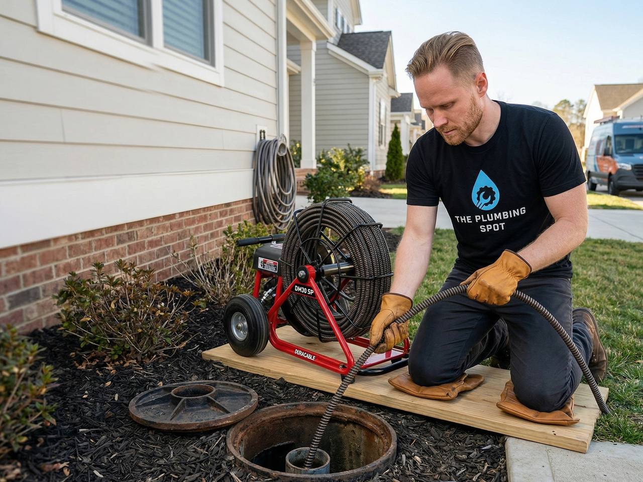 Professional plumber at work