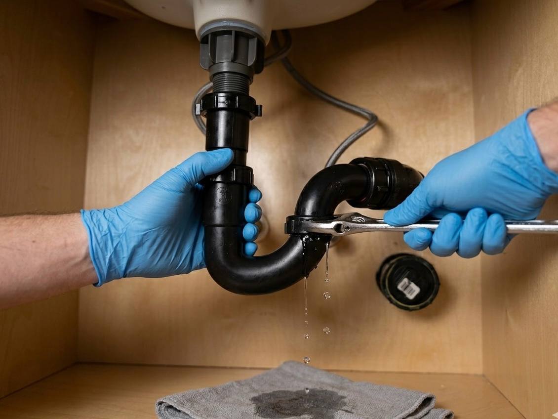 Professional plumber at work